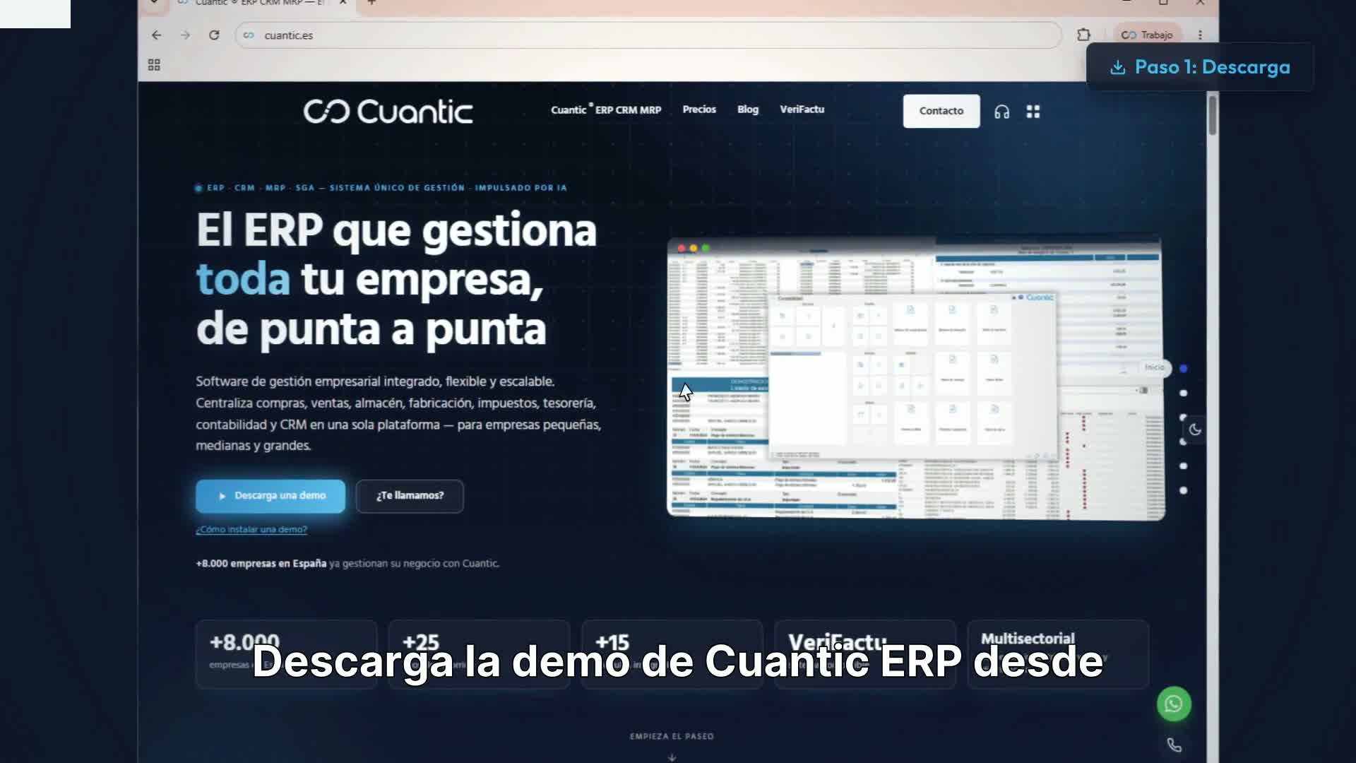 Descarga e instalación de la demo de Cuantic ERP